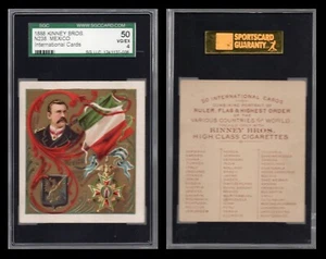 1888 N238 KINNEY INTERNATIONAL RULER FLAGS ORDER " MEXICO " SGC 50 1479 - Picture 1 of 1