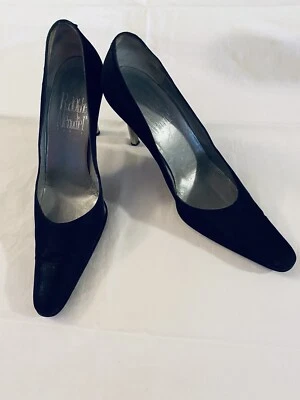 Sapatos de salto Rodolphe Menudier Paris preto tecido salto agulha prata 36,5 - Imagem 1 de 4