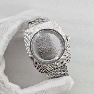 Reparación de reloj de cristal mineral con caja geométrica pulida de 36,5 mm para movimiento NH35/36 - Imagen 1 de 16