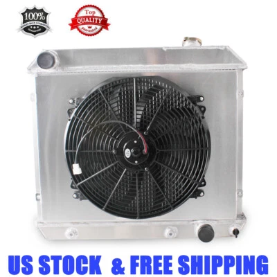 3Row Radiator+Fan For 1962-1964 63 Pontiac Grand Prix/1961-1966 1965 Bonneville - Image 1 of 4