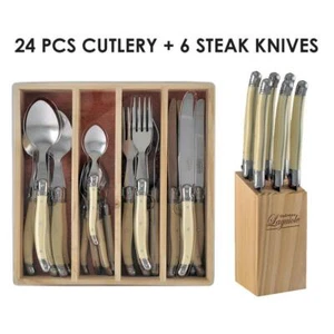 Chateau Laguiole Cutlery Set & Steak Knife Stainless Steel Dinner Ivory 30pc Set - Picture 1 of 9