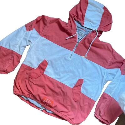 Vintage 80’s Pastel Pullover GAP Women’s M Windbreaker Jacket Colorblock Orange - Image 1 of 4