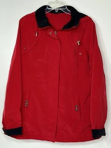 George Red Removable Hooded Jacket Pockets Woman Large 12/14 - Picture 1 of 9