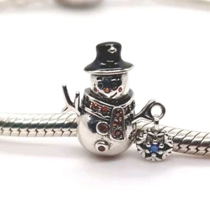 🩷Christmas Snowman Bead Charm  Pendant S925 Sterling Silver Christmas Present🩷 - Picture 1 of 6