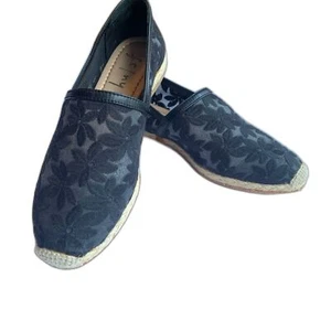 Alpargata plana de ballet con suela francesa fs/ny para mujer bordada floral negra - Imagen 1 de 10