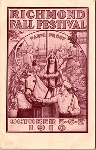 INDIANA - RICHMOND FALL FESTIVAL 1910 ADVERTISING - OLD POSTCARD - Picture 1 of 2