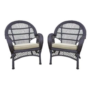 Jeco Wicker Chair in Espresso with Tan Cushion (Set of 4) - Picture 1 of 1