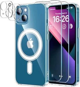 5 in 1 Magnetic for iPhone 13 Case with 2X Screen Protector + 2 Lens Protector,  - Picture 1 of 7