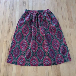 Vintage Southern Lady Paisley Skirt Size 10 Green Red A Line Cottage Prairie USA - Picture 1 of 10