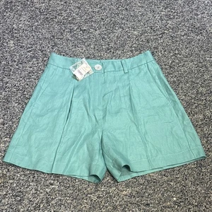 NWT Brooks Brothers sz 8 Linen Pleated Shorts Turquoise Classic Casual Weekend. - Picture 1 of 3