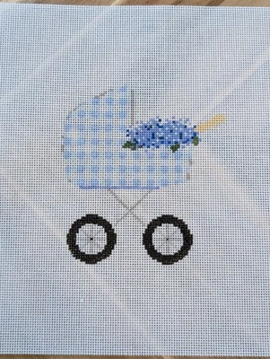 Stitch Style Baby Carriage Blue w SG (SS100) Needlepoint Canvas - Image 1 of 2