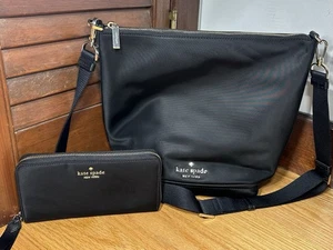 EUC Kate Spade Chelsea große Reisetasche Umhängetasche schwarz KC444 + passende Geldbörse - Bild 1 von 24