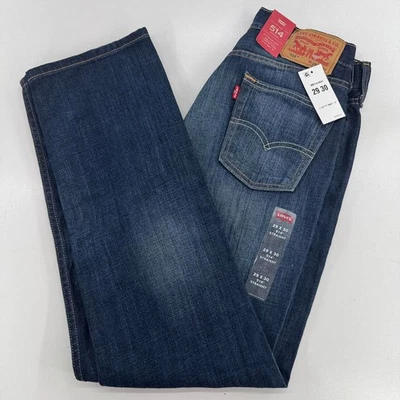 NEW Levi's 514 Straight Jeans MENS Blue Dark Wash Cotton Denim SIZE 29 x 30 - Image 1 of 4