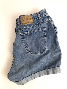 VINTAGE Gitano Shorts Womens Blue Denim Mom High Waisted Cuffed Summer Boho 38" - Picture 1 of 11