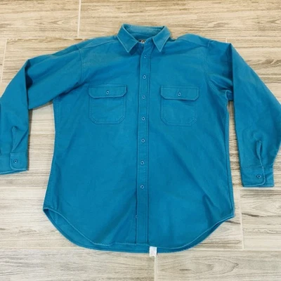Vintage 80’s Teal Woolrich Chamois Flannel Shirt Men’s XL Long Sleeve USA Made - Image 1 of 4