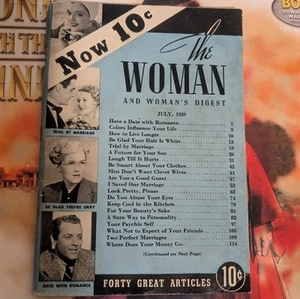 The Woman with Woman's Digest: July 1939 Lorna Farrell Vintage Rare Collectable - Picture 1 of 7