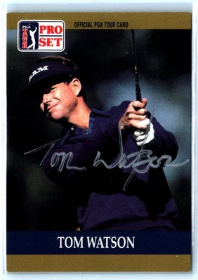 1990 Pro Set PGA Tour #4 Tom Watson On Card Autograph - Image 1 of 2