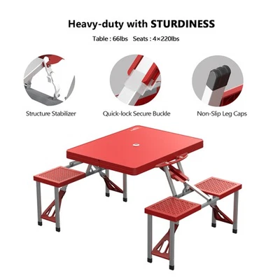 Portable Folding Camping Picnic Table with Seats Portable Table Set for Outdoor - Image 1 of 4