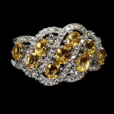 Anel de prata esterlina 925 oval citrino 4x3mm joia de pedra preciosa natural tamanho 9 - Imagem 1 de 4