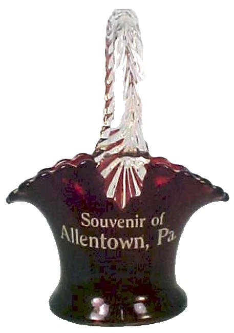 Allentown Pa Ruby Stained Basket Souvenir Annie EAPG Westmoreland Glass Antique - Image 1 of 4