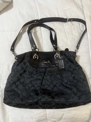 Coach Ashley F11510 Black Crossbody Shoulder Bag Signature Sateen Leather Straps - Image 1 of 4
