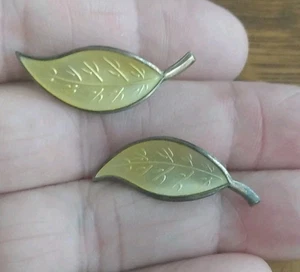 Vintage DA Norway 925 David Andersen Sterling Silber gelbes Blatt Emaille Ohrringe - Bild 1 von 5