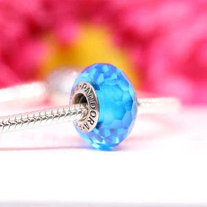 Pandora ALE 925 Aqua Blau Murano Facettierte Glas Bead Charm 791607 - Bild 1 von 4