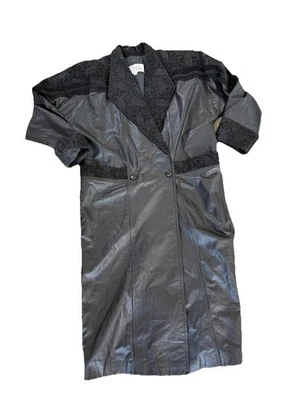 Gabardina Wilson’s de cuero para mujer negra cachemira estampada vintage grunge gótica Foto 1 de 4