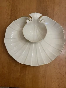 Lenox Aegean Collection 24K Gold Trimmed Clamshell Chip & Dip Dish USA - Bild 1 von 4