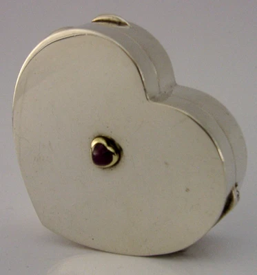 ASPREY INGLÉS SÓLIDO PLATA ESTERLINA Y ORO LOVE HEART BOX 2002 44g Foto 1 de 4