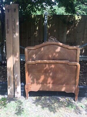 Antique French Single Bed Wooden Rococco Style Unpainted Vintage • 133.03£