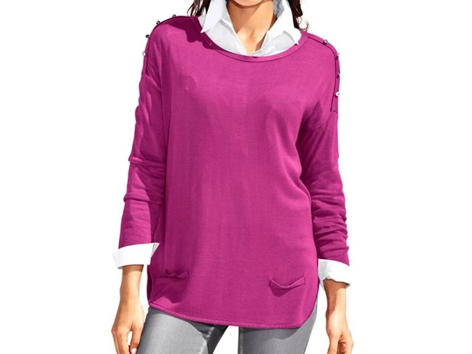 B.C. Damen Pullover mit modischen Highlights Feinstrick pink Gr. 44/46 - Bild 1 von 1