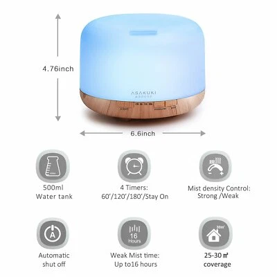 Aromatherapy Humidifier Vaporizer Essential Oil Diffuser,500 ml Premium, 5 In 1 - Image 1 of 4