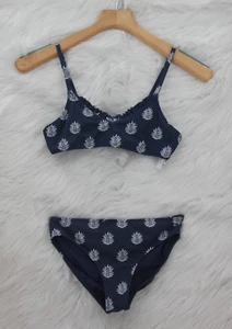 Vineyard Vines Girls 2 pc Bikini swimsuit 14 L Blue White Palm Adjustable 1427 - Picture 1 of 22