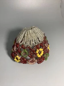 VINTAGE Antique BEADED LAMPSHADE, Clip on Sconce Mini Seed Beads - Picture 1 of 7