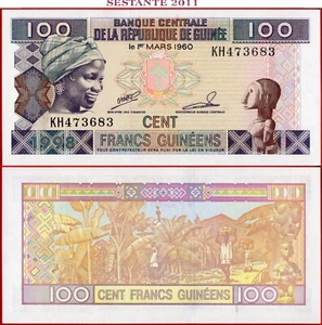 GUINEA 100 FRANCS 1998 P 35a UNC free shipping from 100$ - Picture 1 of 3