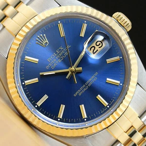ROLEX MENS DATEJUST TWO-TONE 18K YELLOW GOLD & STEEL WATCH WITH ROLEX BAND - Picture 1 of 9