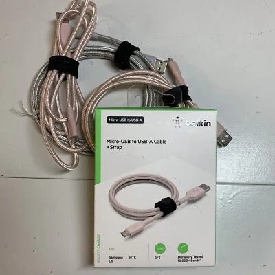 Belkin Braided Micro-USB to USB-A Cable + Strap, 5 ft, 3 pieces without package - Image 1 of 4