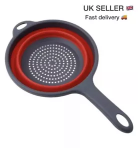 Silicone Colander Collapsible Food Strainer Basket with Handle Drain Water BPA X - Picture 1 of 5