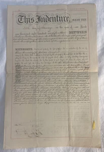 Antique 1859 Erie Pennsylvania PA Indenture Deed w/ New York Addendum & Wax Seal - Picture 1 of 7