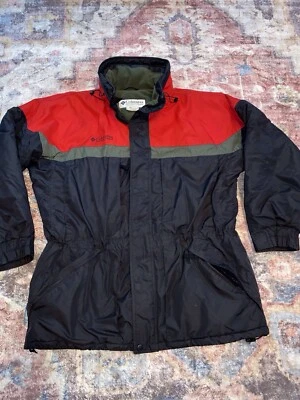 Chaqueta Parka Columbia Vintage 🧥 L Rojo Negro Abrigo de Invierno con Capucha Retro ❄️ Foto 1 de 4