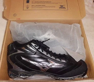 NEW Mizuno Baseball 9 Spike Pro Limited G4 Mid Leather sz 16 Mens Black Cleats - Picture 1 of 12
