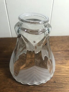 Vintage Frosted/Clear Ceiling Fan/Lamp Light Shade Fan/Scallop 2" Fitter 5" Tall - Picture 1 of 4