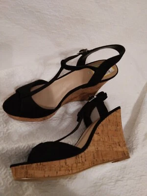 ¡NUEVO! ZAPATOS SANDALIAS CUÑA PLATAFORMA CORREA EN T NEGRAS CHARLES DAVID MUJER TALLA 10M Foto 1 de 4