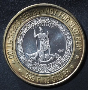 Trump Plaza Casino Atlantic City $10 Virginia State Seal Silver Strike Token - Imagen 1 de 5