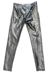 Hope Jeans girls silver metallic sparkle high shine full length leggings 10 - Picture 1 of 3