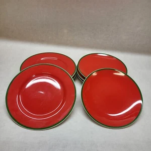  Vintage Taito Duetto rot mit grünem Rand Made in Japan Teller 8er Set - Bild 1 von 6