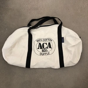 Vtg Original ACA 835 DUFFLE Natural Canvas Black Straps Acapulco bag 100% COTTON - Picture 1 of 11