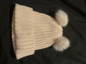 H&M Baby Girls Pink Knit Pom Pom Beanie Winter Hat US 6-12 months