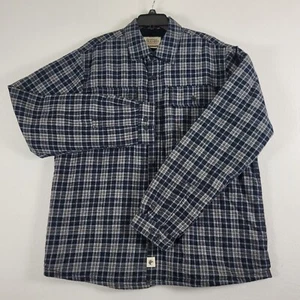 Boston Traders Flannel Shirt Mens XL Blue Plaid Outdoors Sherpa Lined Shacket - Picture 1 of 18